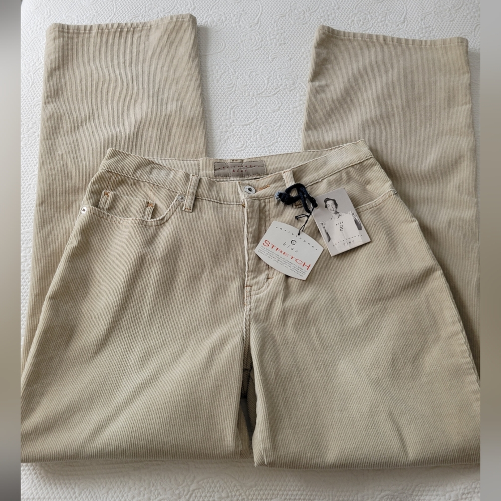 NWT Christopher Blue cream corduroy boot cut pants size 8